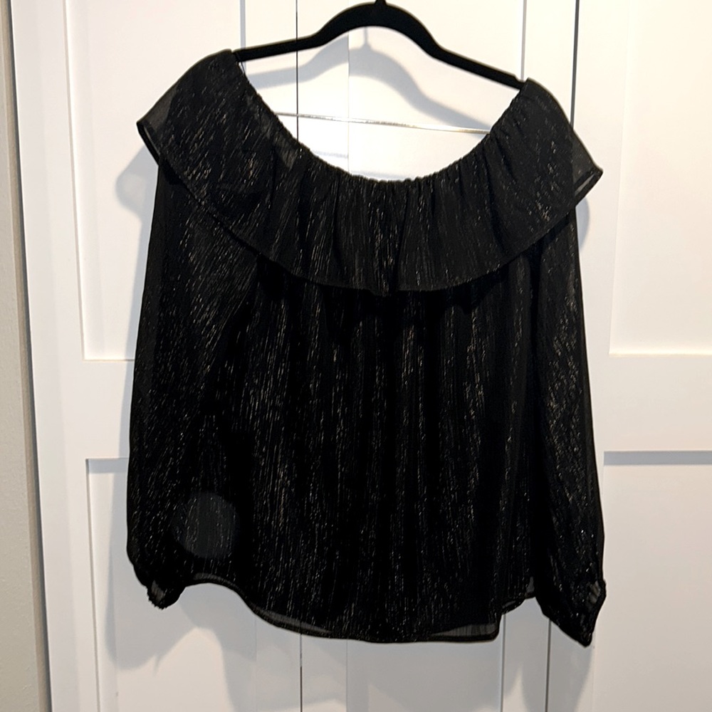 NWT White House Black Market sz M Black sparkle blouse